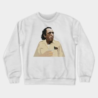 Bukowski's Spirit: Whiskey-Embraced Portrait and Literary Rebellion Crewneck Sweatshirt